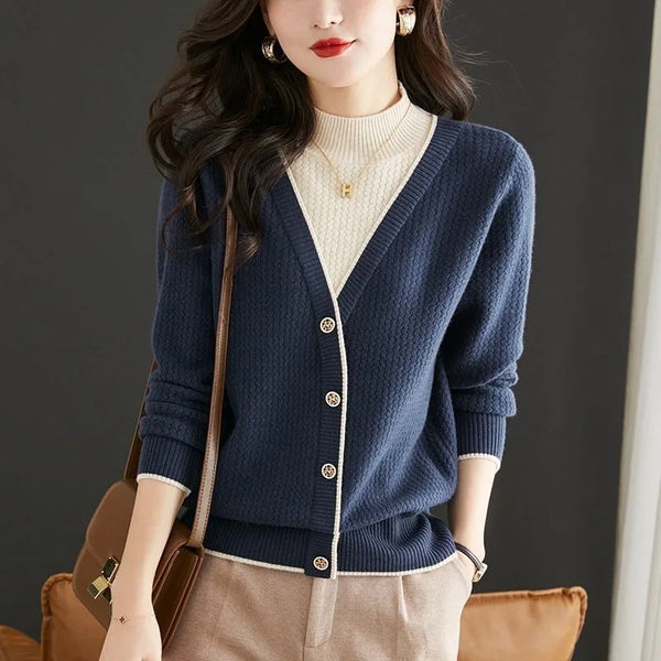 Vintage Half High Collar Patchwork Bottoming Shirt Women Autumn Winter